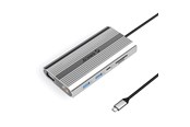 USB hub - ORICO XDR 12in1 USB-C Docking Station USB-A USB-C HDMI 4K VGA RJ45 Gigabit PD 100W SD and microSD Card Reader - Silver USB hub - 12 - USB 3.1 - Grijs - XDR-X22-SV-BP