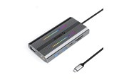 USB hub - ORICO XCR 12in1 RGB USB-C Docking Station 3x USB-A USB-C PD 100W HDMI 4K VGA RJ45 Gigabit SD and microSD Card Reader - Gray USB hub - 12 - USB 3.1 - Grijs - XDR-X2-GY-BP