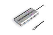 USB hub - ORICO XDR 12in1 RGB USB-C Docking Station USB-A USB-C 2x HDMI 4K 60 Hz DisplayPort 4K 60 Hz RJ45 Gigabit PD 100W SD and microSD Card Reader - Silver USB hub - 12 - USB 3.1 - Grijs - XDR-X3-SV-BP
