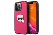 Mobiel - Covers & Cases - Karl Lagerfeld Leather Ikonik Karl's Head Metal Case for iPhone 13 Pro / 13 6.1" - Pink - 3666339028596