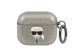 Mobiel - Overige accessoires - Karl Lagerfeld Glitter Karl's Head Case for AirPods 3 - Black - 3666339030278