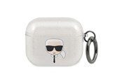 Mobiel - Overige accessoires - Karl Lagerfeld Glitter Karl's Head case for AirPods 3 - silver - 3666339030308
