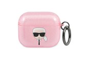 Mobiel - Overige accessoires - Karl Lagerfeld Glitter Karl's Head Case for AirPods 3 - Pink - 3666339030339