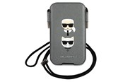 Mobiel - Covers & Cases - Karl Lagerfeld Saffiano Ikonik Karl&Choupette Head 6.1'' Handbag - Gray - 3666339030773