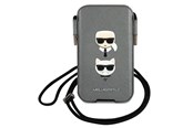 Mobiel - Covers & Cases - Karl Lagerfeld Saffiano Ikonik Karl&Choupette Head 6.7'' Handbag - Gray - 3666339030780