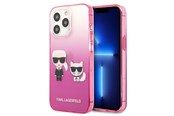 Mobiel - Covers & Cases - Karl Lagerfeld Gradient Ikonik Karl&Choupette Case for iPhone 13 Pro / iPhone 13 - Pink - 3666339049225