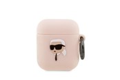 Mobiel - Overige accessoires - Karl Lagerfeld KLA2RUNIKP AirPods 1/2 cover pink/pink Silicone Karl Head 3D - 3666339087869