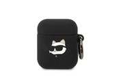 Mobiel - Overige accessoires - Karl Lagerfeld KLA2RUNCHK AirPods 1/2 cover black/black Silicone Choupette Head 3D - 3666339087890