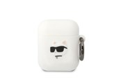 Mobiel - Overige accessoires - Karl Lagerfeld KLA2RUNCHH AirPods 1/2 cover white/white Silicone Choupette Head 3D - 3666339087920