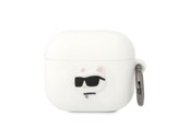 Mobiel - Overige accessoires - Karl Lagerfeld KLA3RUNCHH AirPods 3 cover white/white Silicone Choupette Head 3D - 3666339087944