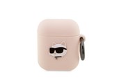 Mobiel - Overige accessoires - Karl Lagerfeld KLA2RUNCHP AirPods 1/2 cover pink/pink Silicone Choupette Head 3D - 3666339087951