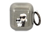 Mobiel - Overige accessoires - Karl Lagerfeld KLA2HNKCTGK Airpods 1/2 cover black/black Gliter Karl&Choupette - 3666339088132