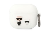 Mobiel - Overige accessoires - Karl Lagerfeld KLACA3SILKCW AirPods 3 cover white/white Silicone Karl & Choupette - 3666339088217