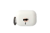 Mobiel - Overige accessoires - Karl Lagerfeld KLAP2RUNIKH AirPods Pro 2 cover white/white Silicone Karl Head 3D - 3666339099244
