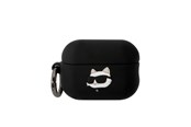 Mobiel - Overige accessoires - Karl Lagerfeld KLAP2RUNCHK AirPods Pro 2 cover black/black Silicone Choupette Head 3D - 3666339099268