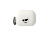 Mobiel - Overige accessoires - Karl Lagerfeld KLAP2RUNCHH AirPods Pro 2 cover white/white Silicone Choupette Head 3D - 3666339099275