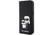 Mobiel - Covers & Cases - Karl Lagerfeld KLBKP14LSANKCPK iPhone 14 Pro 6.1" bookcase black/black Saffiano Karl & Choupette - 3666339122805
