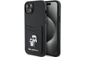 Mobiel - Covers & Cases - Karl Lagerfeld Saffiano Cardslot Karl&Choupette Metal Pin case for iPhone 15 - black - 3666339165512