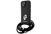Mobiel - Covers & Cases - Karl Lagerfeld Crossbody Saffiano Metal Pin Karl & Choupette case for iPhone 15 - black - 3666339165758