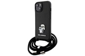 Mobiel - Covers & Cases - Karl Lagerfeld Crossbody Saffiano Metal Pin Karl & Choupette case for iPhone 15 Plus - black - 3666339165765