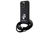 Mobiel - Covers & Cases - Karl Lagerfeld Crossbody Saffiano Metal Pin Karl & Choupette case for iPhone 15 Pro - black - 3666339165772
