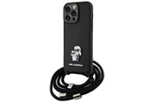 Mobiel - Covers & Cases - Karl Lagerfeld Crossbody Saffiano Metal Pin Karl & Choupette Case for iPhone 15 Pro Max - Black - 3666339165789