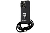 Mobiel - Covers & Cases - Karl Lagerfeld Crossbody Saffiano Monogram Metal Pin Karl & Choupette Case for iPhone 15 Pro - Black - 3666339165895
