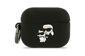 Mobiel - Overige accessoires - Karl Lagerfeld Silicone Karl & Chaupette Head 3D Case for AirPods Pro 3 - Black - 3666339574680