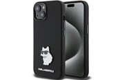 Mobiel - Covers & Cases - Karl Lagerfeld Silicone Choupette Metal Pin case for iPhone 15 Plus / 14 Plus - black - 3666339166366