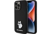Mobiel - Covers & Cases - Karl Lagerfeld Silicone Choupette Metal Pin case for iPhone 15 Pro Max - black - 3666339166380