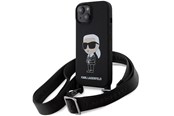 Mobiel - Covers & Cases - Karl Lagerfeld KLHCP15SSCBSKNK iPhone 15 6.1" hardcase black/black Crossbody Silicone Ikonik - 3666339167431