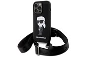 Mobiel - Covers & Cases - Karl Lagerfeld KLHCP15XSCBSKNK iPhone 15 Pro Max 6.7" hardcase black/black Crossbody Silicone Ikonik - 3666339167462