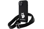 Mobiel - Covers & Cases - Karl Lagerfeld KLHCP15SSCBSCNK iPhone 15 6.1" hardcase black/black Crossbody Silicone Choupette - 3666339167554