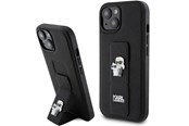 Mobiel - Covers & Cases - Karl Lagerfeld Gripstand Saffiano Karl&Choupette Pins case for iPhone 15 - black - 3666339206871