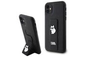 Mobiel - Covers & Cases - Karl Lagerfeld Gripstand Saffiano Choupette Pins Case for iPhone 11 / Xr - Black - 3666339207335