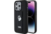 Mobiel - Covers & Cases - Karl Lagerfeld Gripstand Saffiano Choupette Pins case for iPhone 15 Pro - black - 3666339207458