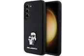 Mobiel - Covers & Cases - Karl Lagerfeld Silicone Karl&Choupette Metal Pin case for Samsung Galaxy S23 - black - 3666339242176