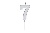 Speelgoed - Globos Cake Candle 4.5cm Metallic Silver no. 7 - 1087