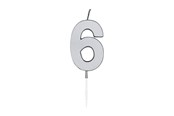 Speelgoed - Globos Cake candle 4.5cm Metallic Silver no. 6 - 1086