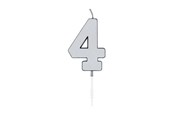 Speelgoed - Globos Cake Candle 4.5cm Metallic Silver no. 4 - 1084