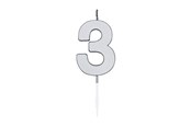 Speelgoed - Globos Cake Candle 4.5cm Metallic Silver no. 3 - 1083