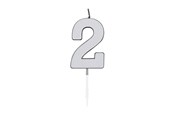 Speelgoed - Globos Cake Candle 4.5cm Metallic Silver no. 2 - 1082