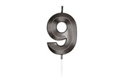 Speelgoed - Globos Cake Candle 6cm Metallic Black no. 9 - 1069