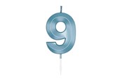 Speelgoed - Globos Cake Candle 6cm Metallic Light Blue no. 9 - 1059