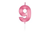 Speelgoed - Globos Cake Candle 6cm Metallic Light Pink no. 9 - 1049