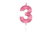Speelgoed - Globos Cake Candle 6cm Metallic Light Pink no. 3 - 1043