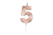 Speelgoed - Globos Cake Candle 6cm Metallic Rose Gold no. 5 - 1035