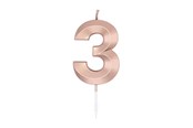 Speelgoed - Globos Cake Candle 6cm Metallic Rose Gold no. 3 - 1033