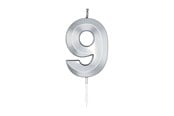 Speelgoed - Globos Cake Candle 6cm Metallic Silver no.9 - 1029