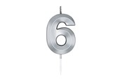 Speelgoed - Globos Cake Candle 6cm Metallic Silver no.6 - 1026